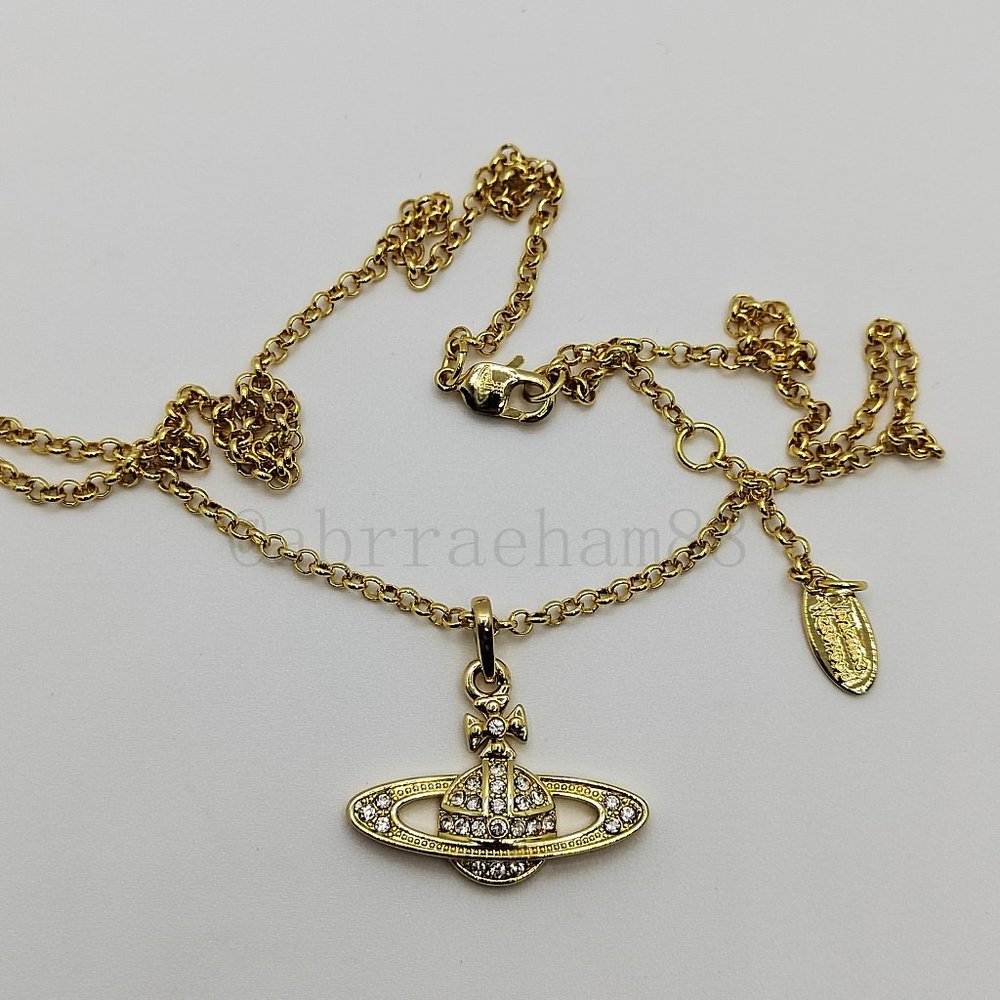 Vivienne Westwood Diamond Planet Necklace Gold